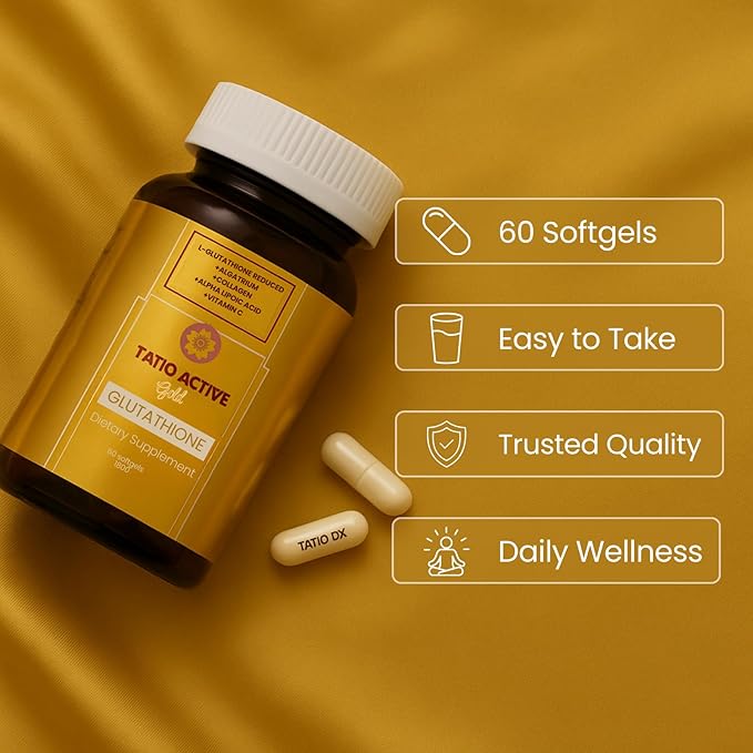 New Gold Glutathione 1800mg with Collagen Stem Cell ALA &amp Vitamin C – 60 Softgels | Skin &amp Antioxidant Support | High Absorption Formula for Radiance &amp Recovery