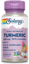 SOLARAY Turmeric Supplement 600mg - Turmeric Root with 95% Curcumin - Joint Support Supplement - Joint Health Gallbladder and Liver Support Non-GMO Vegan Gluten Free 60-Day Guarantee 60 Servings
