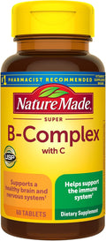 Nature Made Super B Complex with Vitamin C and Folic Acid Dietary Supplement for Cellular Energy Support 60 Tablets 60 Day Supply