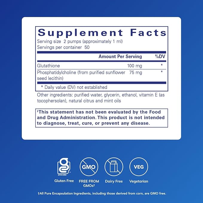 Pure Encapsulations Liposomal Glutathione Liquid | Enhanced Absorption Liposomal Glutathione to Support Antioxidant Defense Detoxification and Cellular Function | 1.7 fl. oz.
