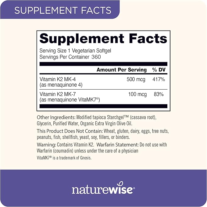NatureWise Vitamin D3 5000IU (125mg) 360 Count + Vitamin K2 MK-7 100mcg and MK-4 500mcg 90 Count - Bundle for Bone &amp Heart Health - Gluten Free Non-GMO Halal Gelatin- 1 Year Supply