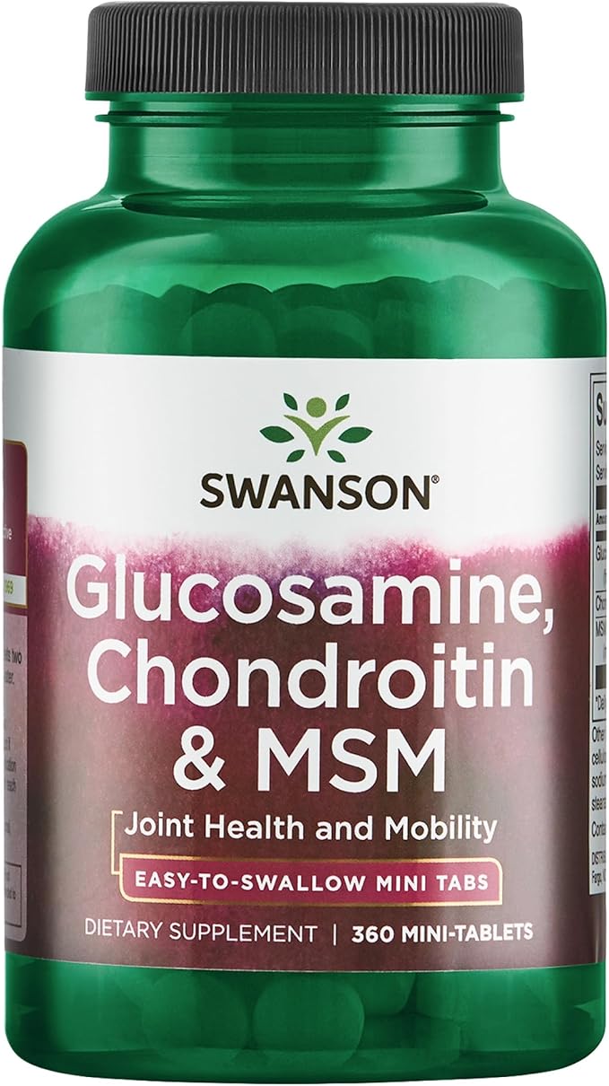 Swanson Glucosamine Chondroitin &amp MSM - Cartilage &amp Joint Health Supplement* - Supports Mobility &amp Flexibility* - Easy-to-Swallow Mini Tablets - Gluten Free &amp Non-GMO - 360 Mini-Table
