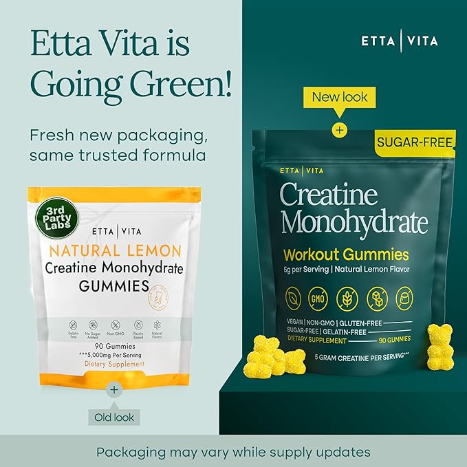 Sugar-Free Creatine Monohydrate Gummies 5gram per Serving Potent Creatine Gummies for Women &amp Men Supplement for Muscle Support Cellular Energy &amp Cognitive Function [Lemon Drops Candy Flavo