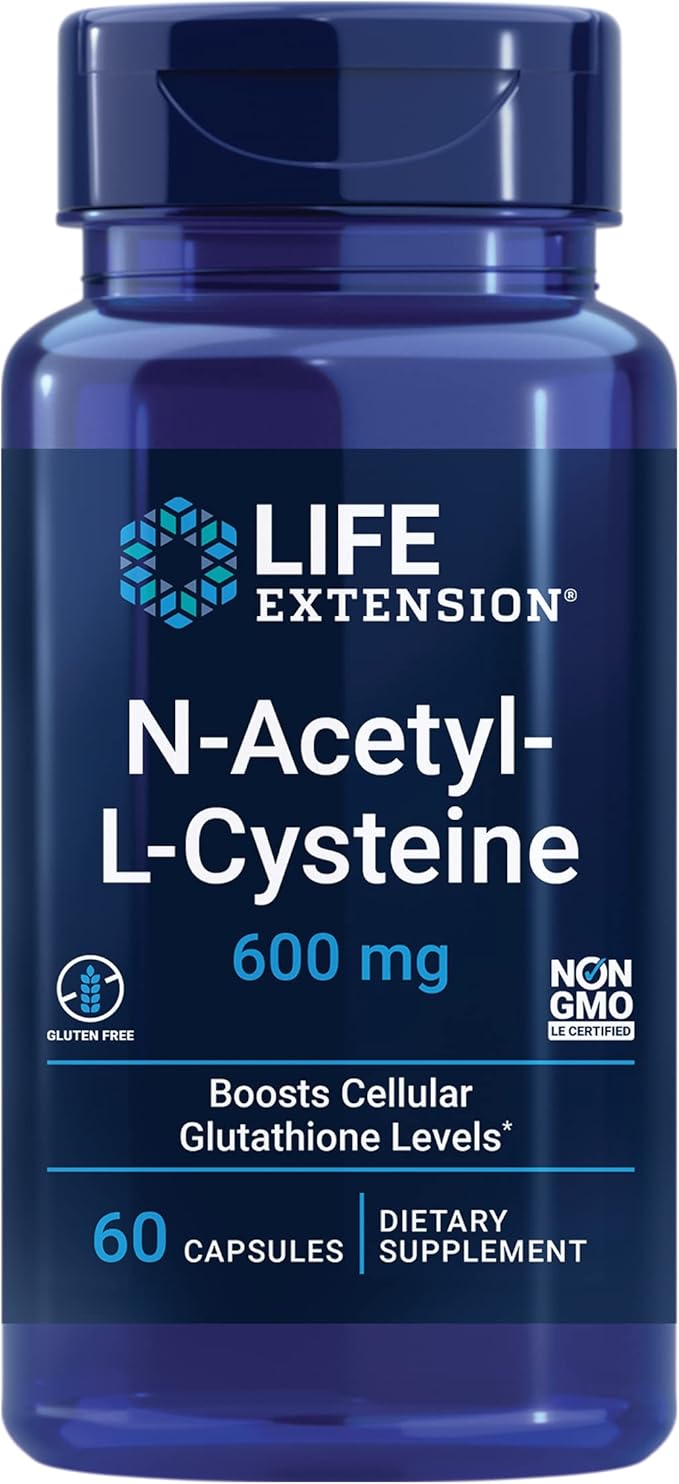 Life Extension Optimized Resveratrol Elite with 60 Vegetarian Capsules and N-Acetyl-L-Cysteine Immune &amp Respiratory Support with 60 Capsules
