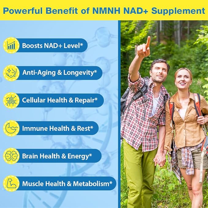 NMNH Supplement (Dihydronicotinamide Mononucleotide)500mg Per Serving NMNH NAD Supplements for Women &amp Men NMNH to Boost NAD+ Levels As We Age for Anti Aging Cell Health* Brain*  Energy-180 C