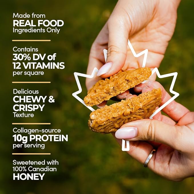 Zentein Elite Square Protein Peanut Butter &amp Honey Snack Square Bar – Crispy Rice and Superfood Blend – 10g Protein 12 Essential Vitamins 150 Calories – 12‑Count Box