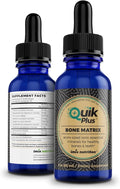 QuikPlus Bone Matrix with Calcium Magnesium Zinc and Potassium - Includes 9 Ionic Liquid Minerals Collagenizer for Bone and Teeth Support Vegan Gluten-Free All Natural (2 Oz)