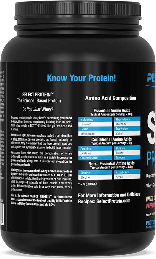 PEScience Select Protein Powder Whey and Casein Blend Clean Protein Powder for Women and Men Low Calorie Low Carb Keto Friendly Gluten Free - White Chocolate Peppermint Bark 27 Servings