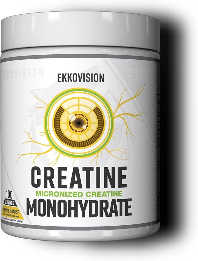 Ekkovision Creatine Monohydrate Powder Micronized Pineapple Paradise Pre Workout &amp Post Workout Supplement for Men and Women Energy Support Easy to Mix in Shakes Smoothies &amp Beverages 1