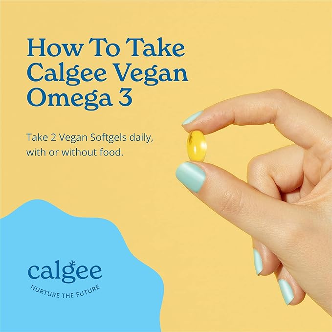 Calgee Vegan Omega 3-450mg DHA &amp EPA Fatty Acids - Sustainable Algae Oil - Plant-Based Fish Oil Alternative - Carrageenan-Free Softgels (120 Ct)