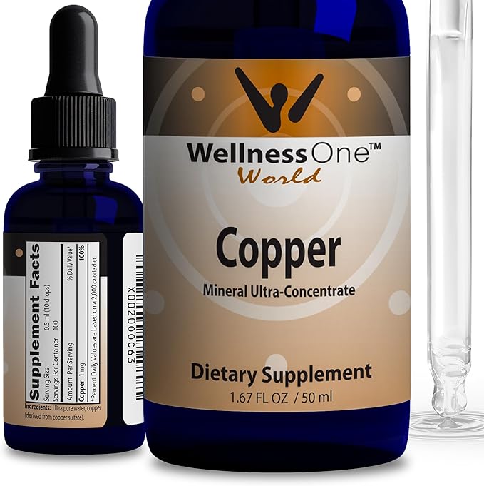WellnessOne Ionic Liquid Zinc &amp Liquid Copper - Zinc-Copper Bundle to Support Immune System &amp Joint Nerve &amp Bone Health - 1.67 fl oz Zinc &amp Copper Liquid Drops