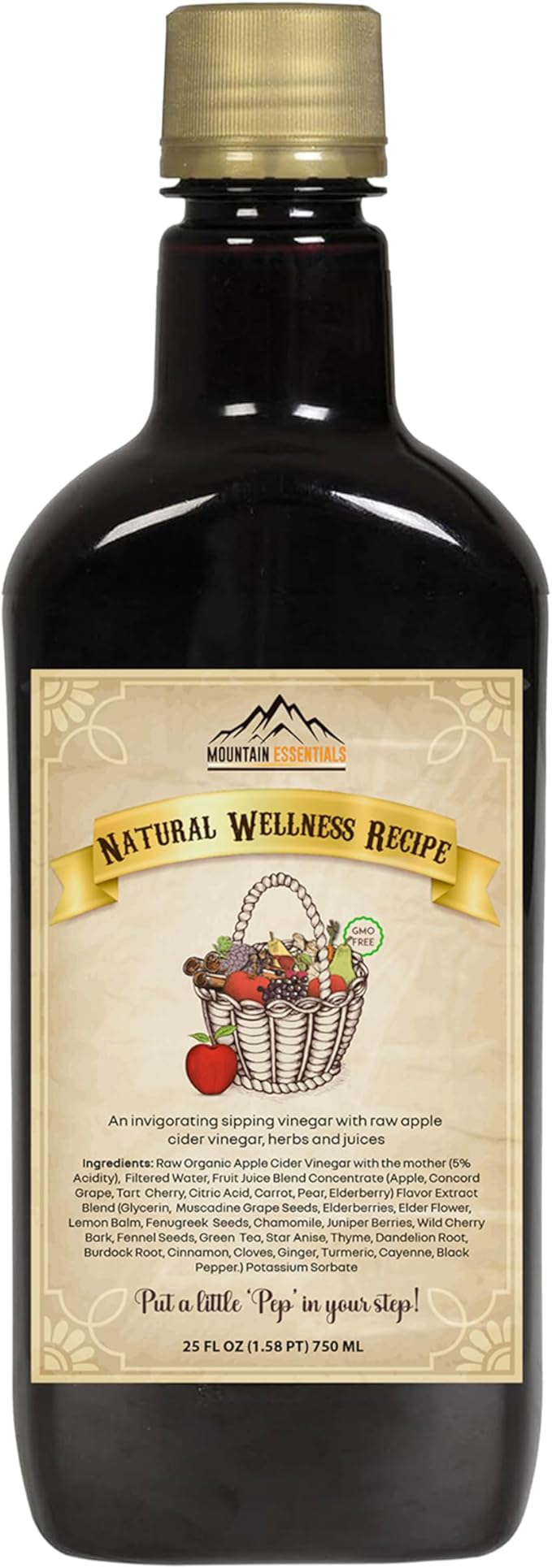 MOUNTAIN ESSENTIALS Apple Cider Vinegar with Fruit Juice Blend Naturally Crafted Beverage Made with Organic Ingredients Ready to Drink 25 fl oz 50 Servings per Container Pack of 1