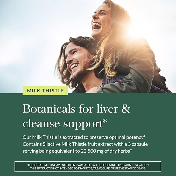 Gaia Herbs Milk Thistle - Liver Supplement &amp Cleanse Support for Helping to Maintain Healthy Liver Function* - 60 Vegan Capsules (20 Servings)
