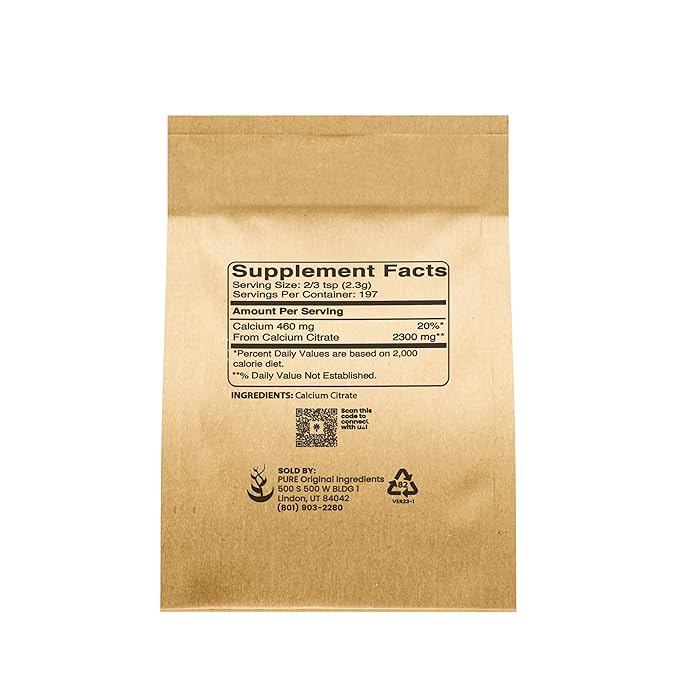 Pure Original Ingredients Calcium Bundle (1lb) Calcium Chloride Calcium Citrate Calcium Lactate