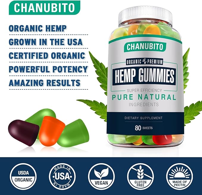 Hemp Gummies (3 Packs) Organic Omega 3 6 9 Supplement High Potency - Pain Sleep Mood - with Pure Hemp Oil Extract - Natural Edibles Gummy-Vegan Non-GMO Low Sugar