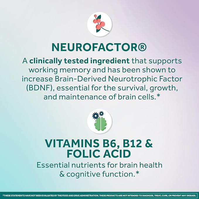 NEURIVA Memory 3D Brain Supplement - Nootropic Capsules for Memory Focus &amp Cognitive Function - Short Term Long Term &amp Working Memory Support - 50ct - Pack of 2