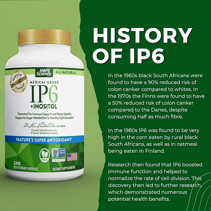 Active Again Hope Science IP6 Inositol 120 caps - Whole Body Immune Support with Nature's Most Potent Antioxidant - IP6 Inositol Supplement for Enhanced Immunity Bone Kidney and Heart Health
