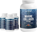 CORREXIKO Marine Collagen Supplement Pills &amp Powder Bundle 3 Month Supply - Includes 10000mg Double Hydrolyzed Collagen Powder 1kg &amp 1800mg Collagen Peptides 360 Capsules - for Hair Skin &am