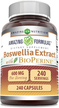 Amazing Formulas Boswellia Extract with Bioperine Supplement | 600 Mg per Serving | Capsules | Non-GMO | Gluten-Free | Made in USA (1 Pack 240 Count)