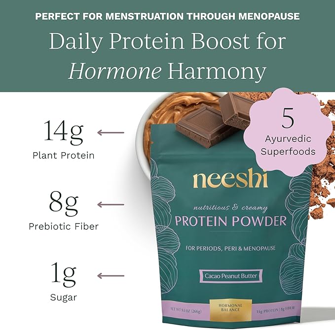 Nourishing Protein Blend for Hormonal Balance – Vegan Gluten-Free All-Natural – Supports PMS &amp Menopause Relief – 1-Week Supply – Cacao Peanut Butter Flavor