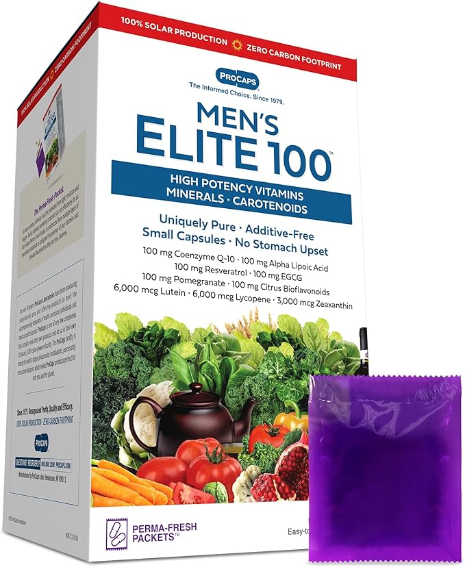 ANDREW LESSMAN Multivitamin-Men's Elite-100 120 Packets - Potent Nutrients Plus 100mg Each of Coenzyme Q10 Alpha Lipoic Acid Resveratrol EGCG Pomegranate Citrus Bioflavonoids. No Additives