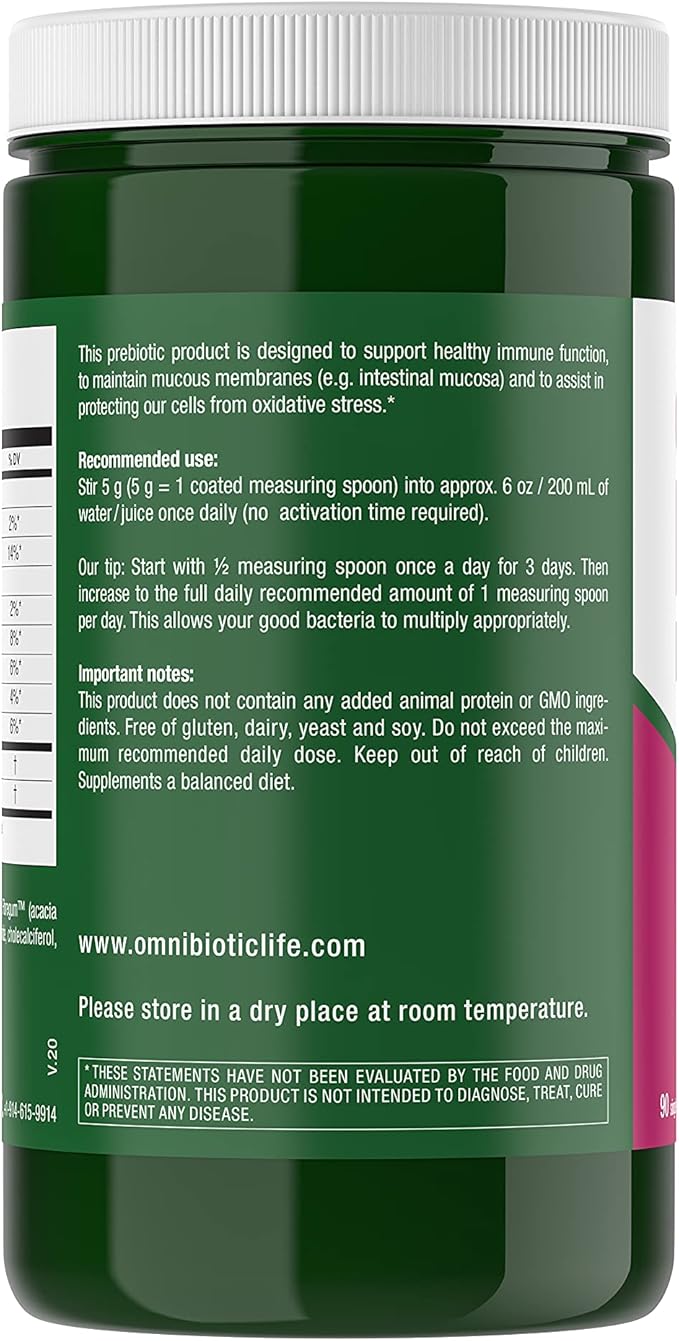 OMNi BiOTiC Omni-Logic Immune Prebiotic for Immunity - Supports Gut Health &amp Immunity with Acacia Fiber Vitamin D Calcium Vitamin B3 - Non-GMO &amp Hypoallergenic Gut Health (90 Daily Servings