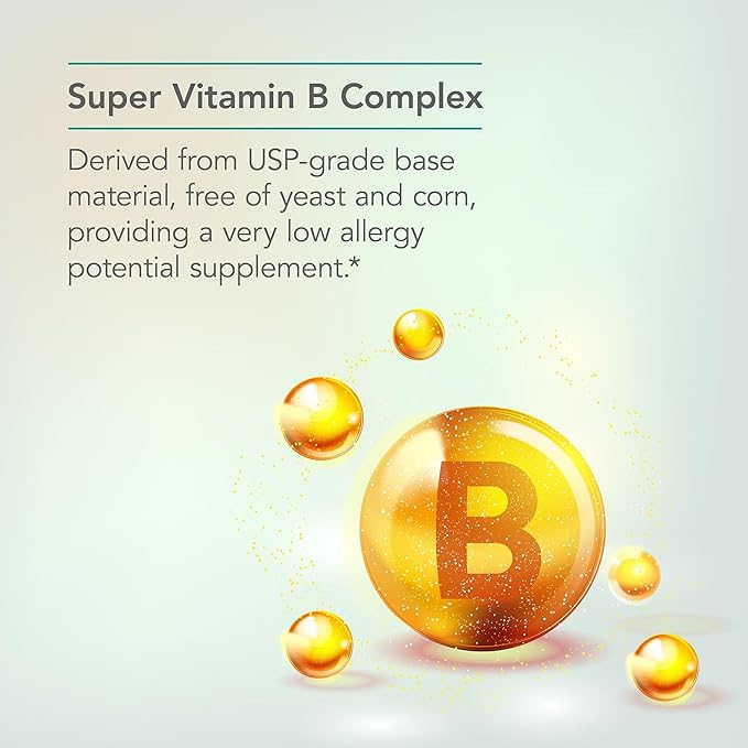 Allergy Research Group NutriCology Super B Vitamins - Complete B-Vitamin Complex - Energy &amp Metabolic Support - Hypoallergenic - 60 Servings - 120 Capsules