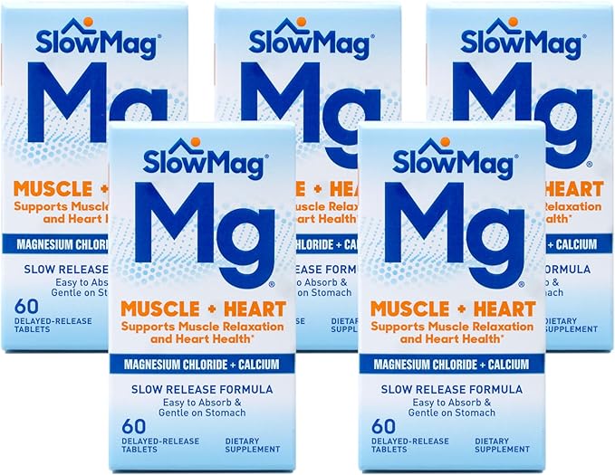Slow Mag Magnesium Chloride and Calcium 60 Tablets each (Value Pack of 5)