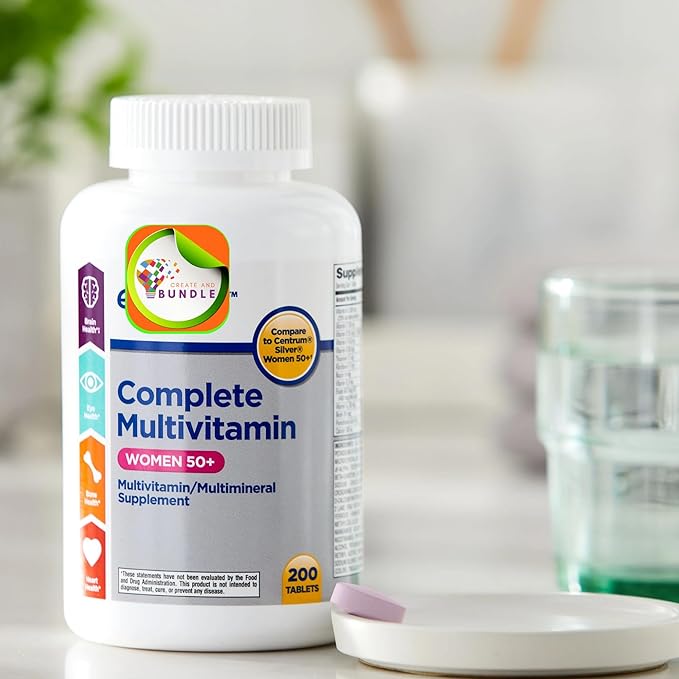 Create and Bundle Equate Complete Multivitamin/Multimineral Supplement Tablets Women 50+ (1 Count (Pack of 1) 200 caps)