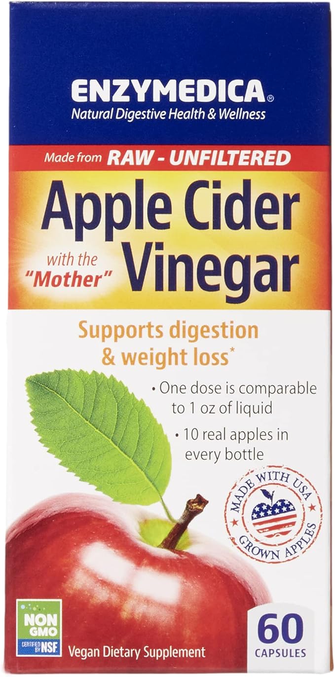 Enzymedica Apple Cider Vinegar Healthy Weight and Digestive Support 60 Count