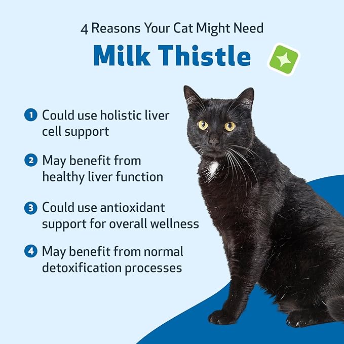 Pet Wellbeing Milk Thistle for Cats - Organic Herb Milk Thistle Liver Detox Support Antioxidants - NASC Certified &amp Vet-Formulated - 4 oz Liquid