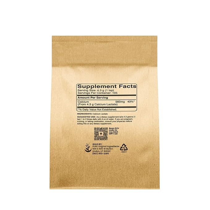 Pure Original Ingredients Calcium Chloride &amp Calcium Lactate Bundle (1lb) Dietary Supplements Fine Powders