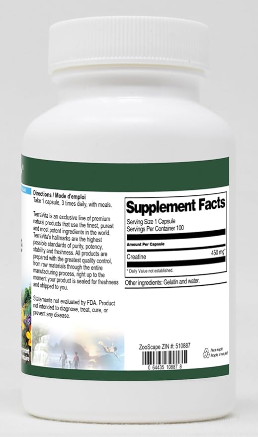 Creatine Monohydrate - 450 mg (100 Capsules ZIN: 510887) - 3 Pack