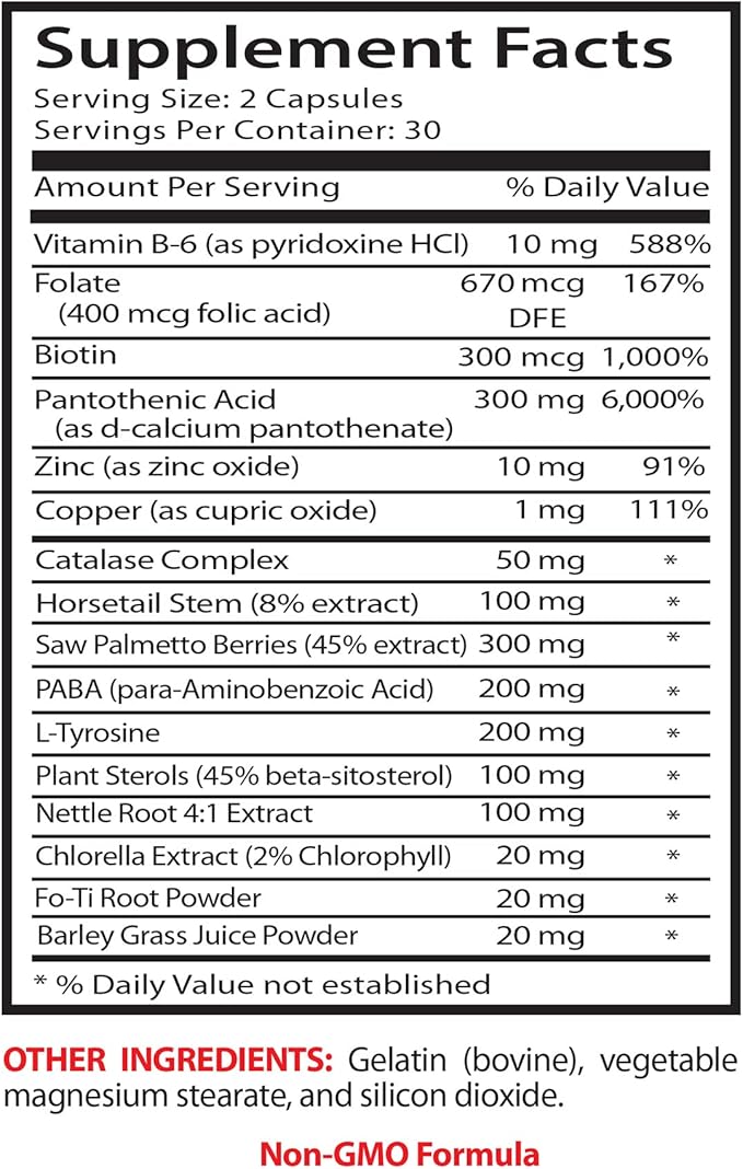Restore Hair Growth - Anti Gray Hair Natural Formula for Men and Women - Folic Acid Supplement for Women Fo ti Powder Chlorophyll biotin for Gray Hair Gray Hair Vitamins 3 Bottles 180 Capsules
