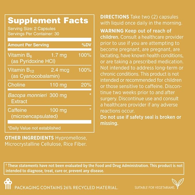 Nu Skin MYND360 Sharp Focus | 60 Capsules | Vitamin B12 &amp Vitamin B6 for Memory Focus and Clarity | Caffeine Infused Brain Health Supplement | Safe Daily Vitamin B Support for Boosted Concentrat