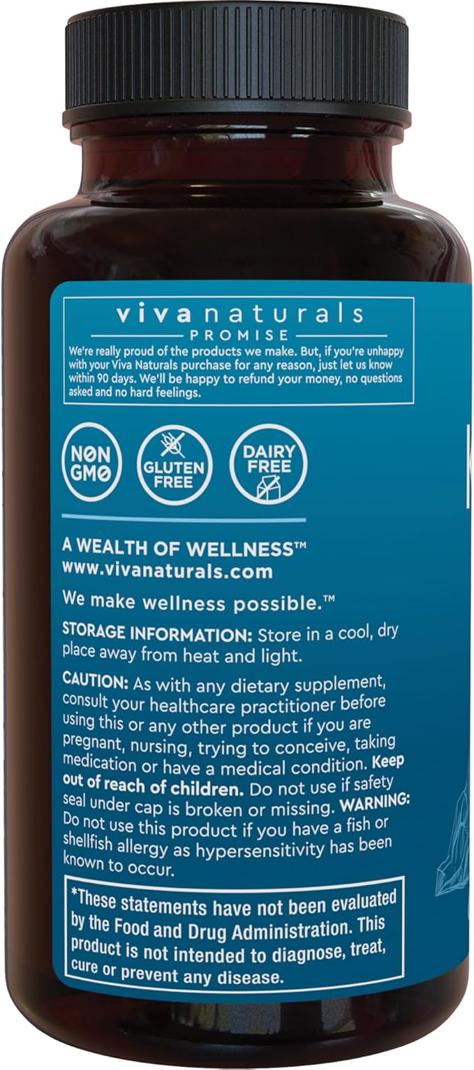 Viva Naturals Antarctic Krill Oil 1250 mg Omega 3 EPA DHA and Astaxanthin Joint Support and Brain Supplement with Antioxidant Properties No Fishy Aftertaste (Pack of 6)
