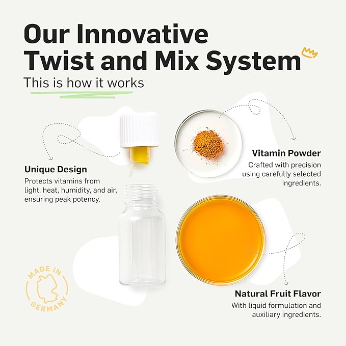 Vitabaum® Multivitamin 50+ for Him - Liquid Supplement for Men Over 50 - Twist and Mix System™ for Fast Absorption - 30 Vials - 0.34 fl.oz (10ml) Serving - Vegan