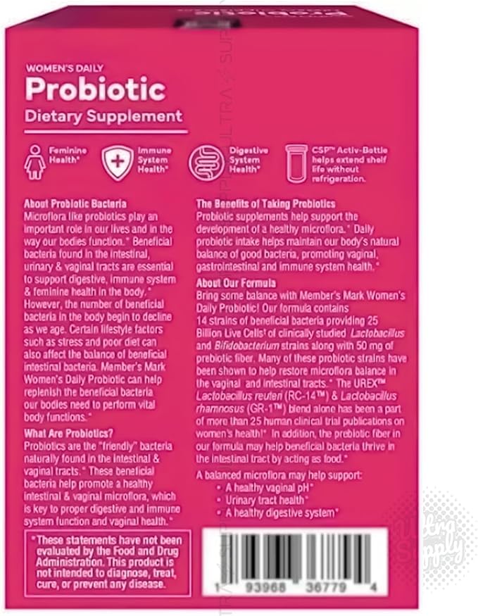 Members Mark Women's Probiotic 25 Billion CFU – 14 Strains Delayed Release Capsules 90 Count