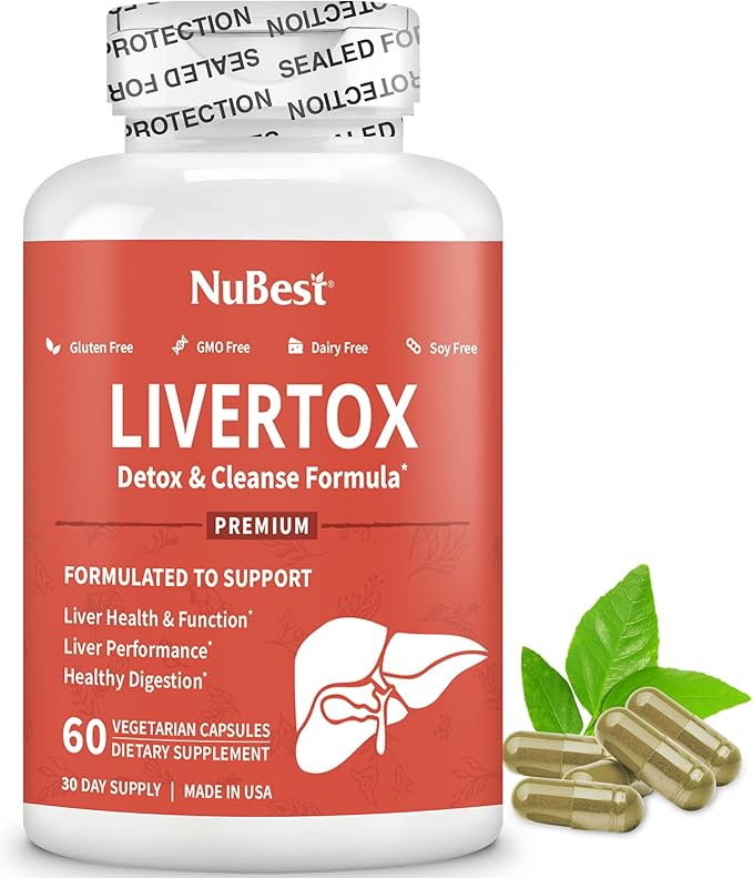 NuBest LiverTox - Premium Liver Health Formula - Liver Cleanse Detox &amp Repair - with Milk Thistle Choline Beet Turmeric Artichoke &amp Dandelion - 12 Pack | 12 Months Supply