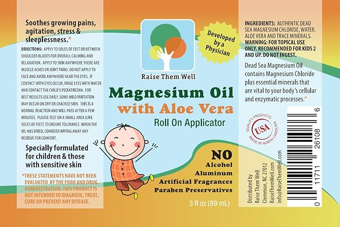 Raise Them Well Kid Safe Calming Magnesium Oil Roller and Original Magnesium Oil Roller Bundle
