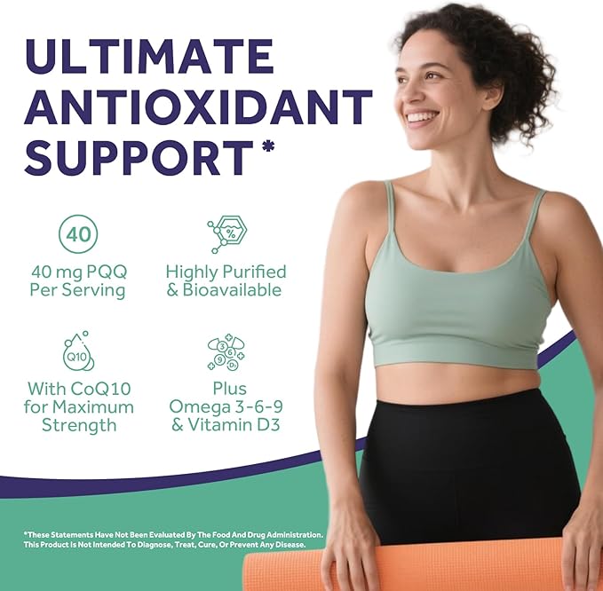 Doctor's Recipes PQQ Supplement 40 mg with CoQ10 Omega 3-6-9 Essential Fatty Acids Highly Purified and Bioavailable Brain Energy Heart Health Pyrroloquinoline Quinone Disodium Salt 120 Softgels