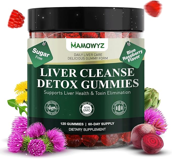 Liver Cleanse Detox &amp Repair - Sugar Free &amp Vegan Gummies Milk Thistle Liver Detox Supplement Supports Liver Detox Ginger Root Choline &amp Dandelion Root Silymarin Infused 120 Gummies