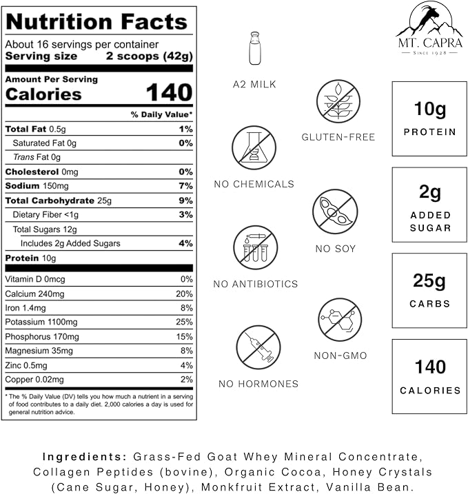 Mt. Capra Clean Whey Protein (Vanilla Bean) and Clean Minerals with Collagen Peptides (Hot Cocoa)