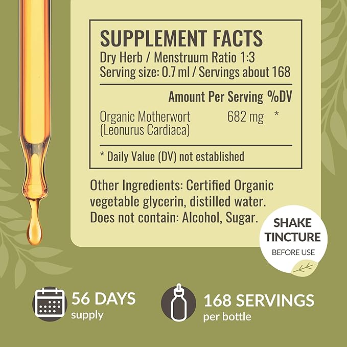 HERBAMAMA Motherwort and Ashwagandha Kit - Bundle of Liquid Motherwort Tincture 4 fl oz &amp Ashwagandha Gummies - Vegan Non-GMO Gelatin &amp Alcohol-Free - 2 Pack