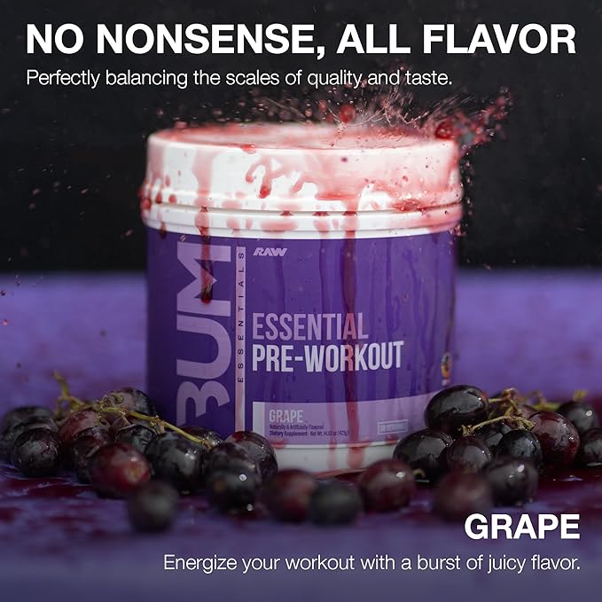 RAW Nutrition Creatine Monohydrate &amp Grape Pre-Workout Powder Bundle
