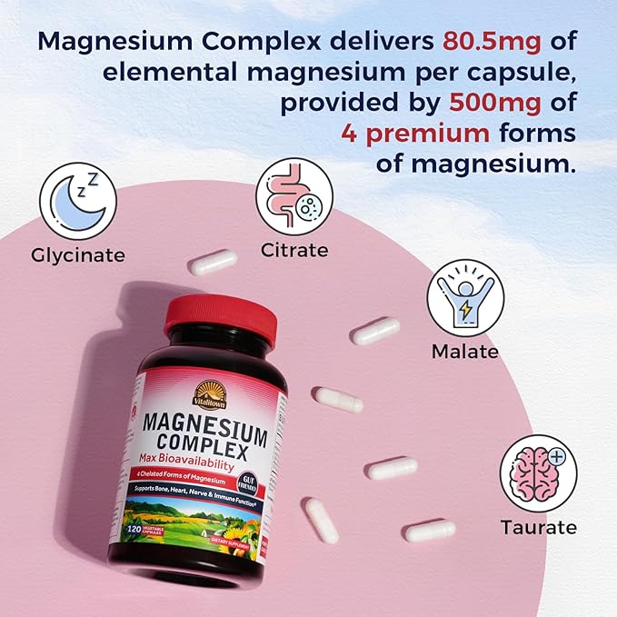 Vitalitown Magnesium Complex Supplement 500mg and Vitamin C Complex 1000mg