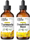 Wild &amp Organic Turmeric Tincture 4 fl oz &amp Dandelion Root Tincture 4 fl oz