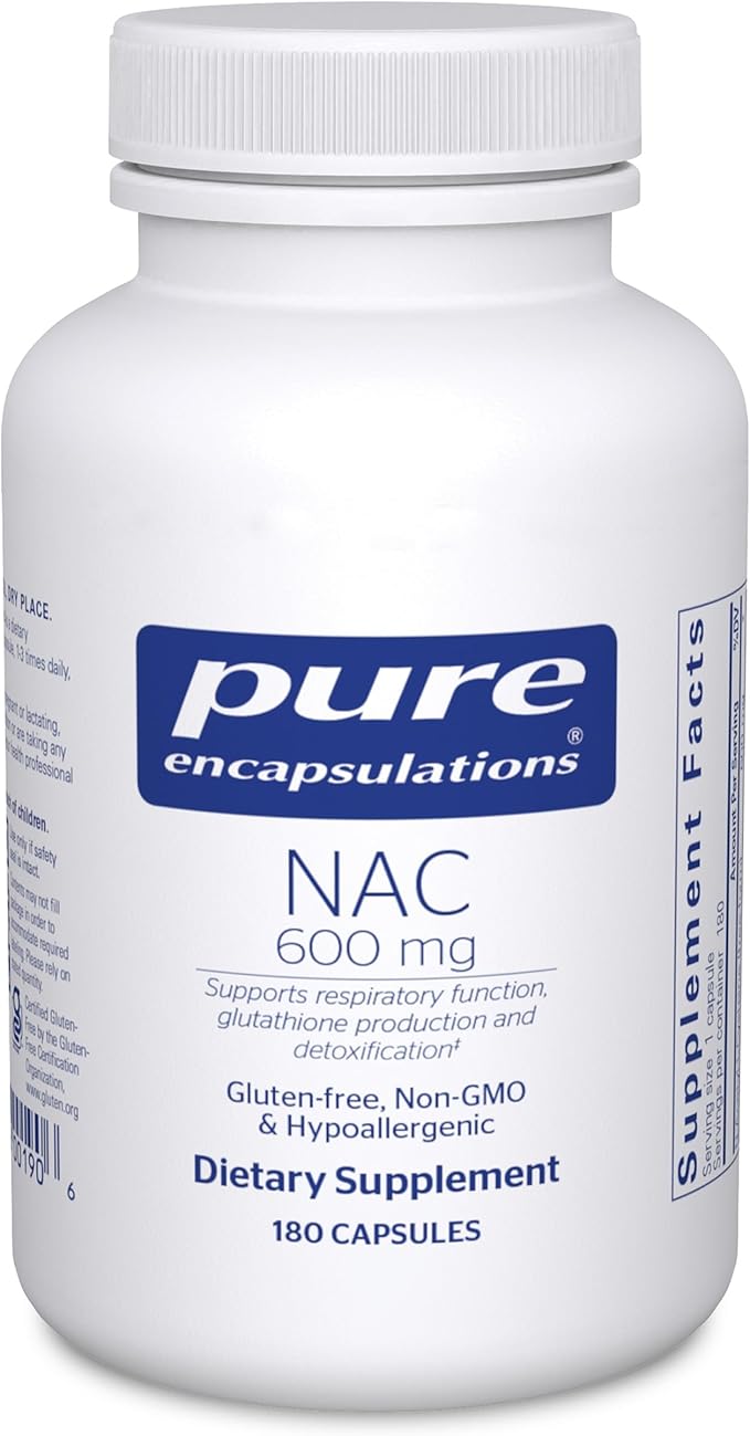 Pure Encapsulations NAC 600 mg - N-Acetyl Cysteine NAC Supplement for Lung Health &amp Immune Support Liver Support &amp Antioxidants* - with Freeform N-Acetyl-L-Cysteine - 180 Capsules