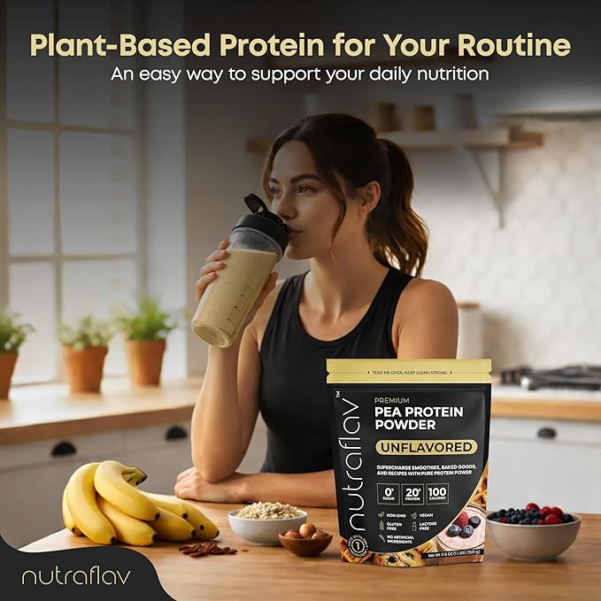 Unflavored Vegan Protein Powder - Plant Based Pea Protein Powder - 20g Protein Per Serving with 1 Ingredient - Iron-Rich Easy to Digest - No Added Sugar - Great for Shakes &amp Smoothies - 20 Servin