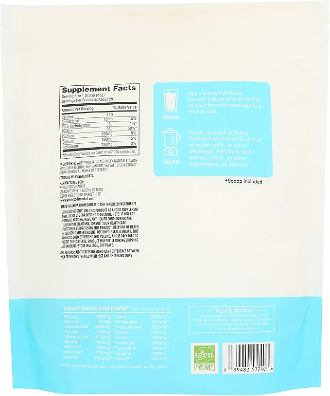 365 by Whole Foods Market Whey Protein Isolate Vanilla 32 Ounce